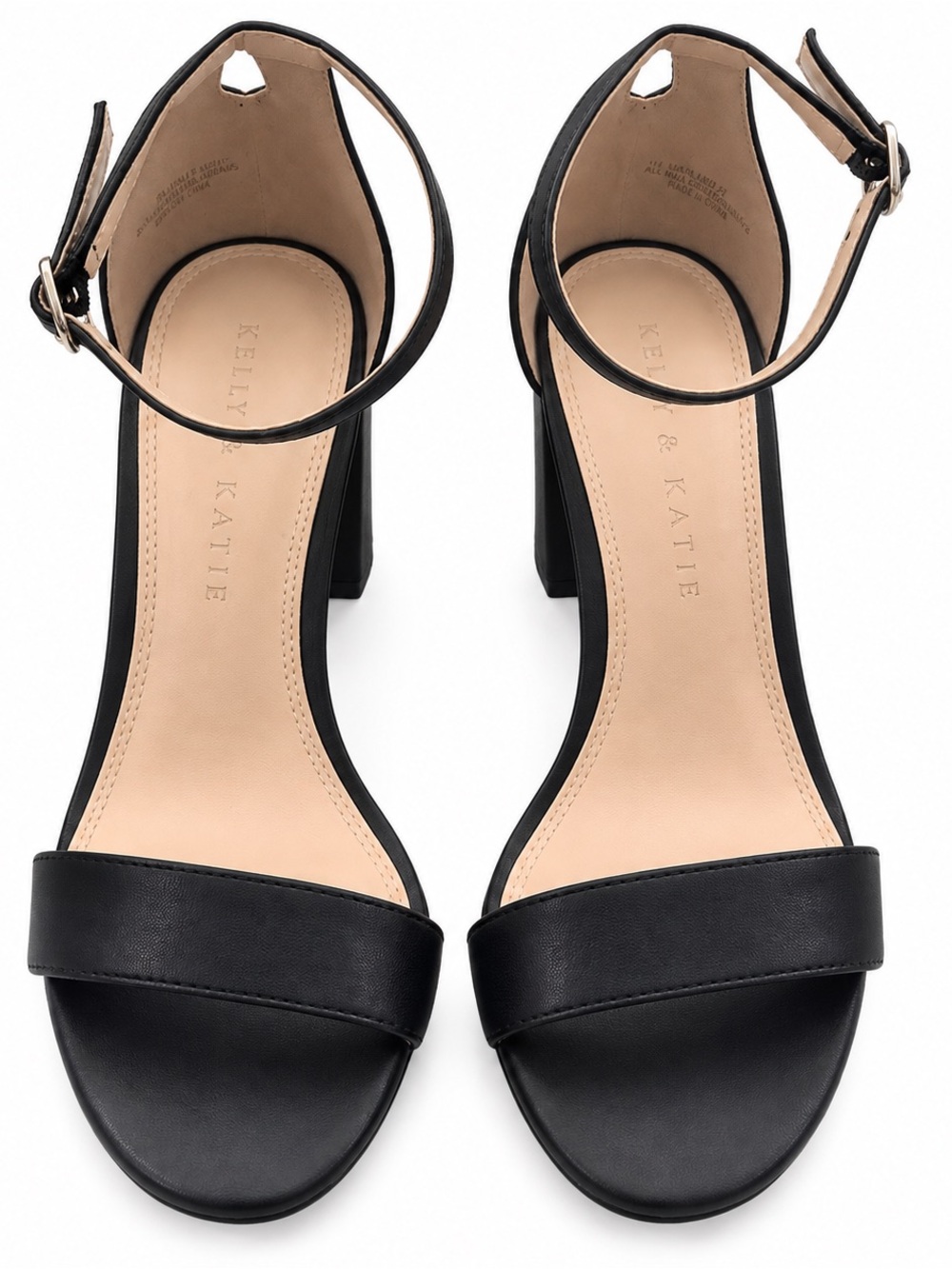 Kelly & Katie Black Ankle-Strap Block Heels